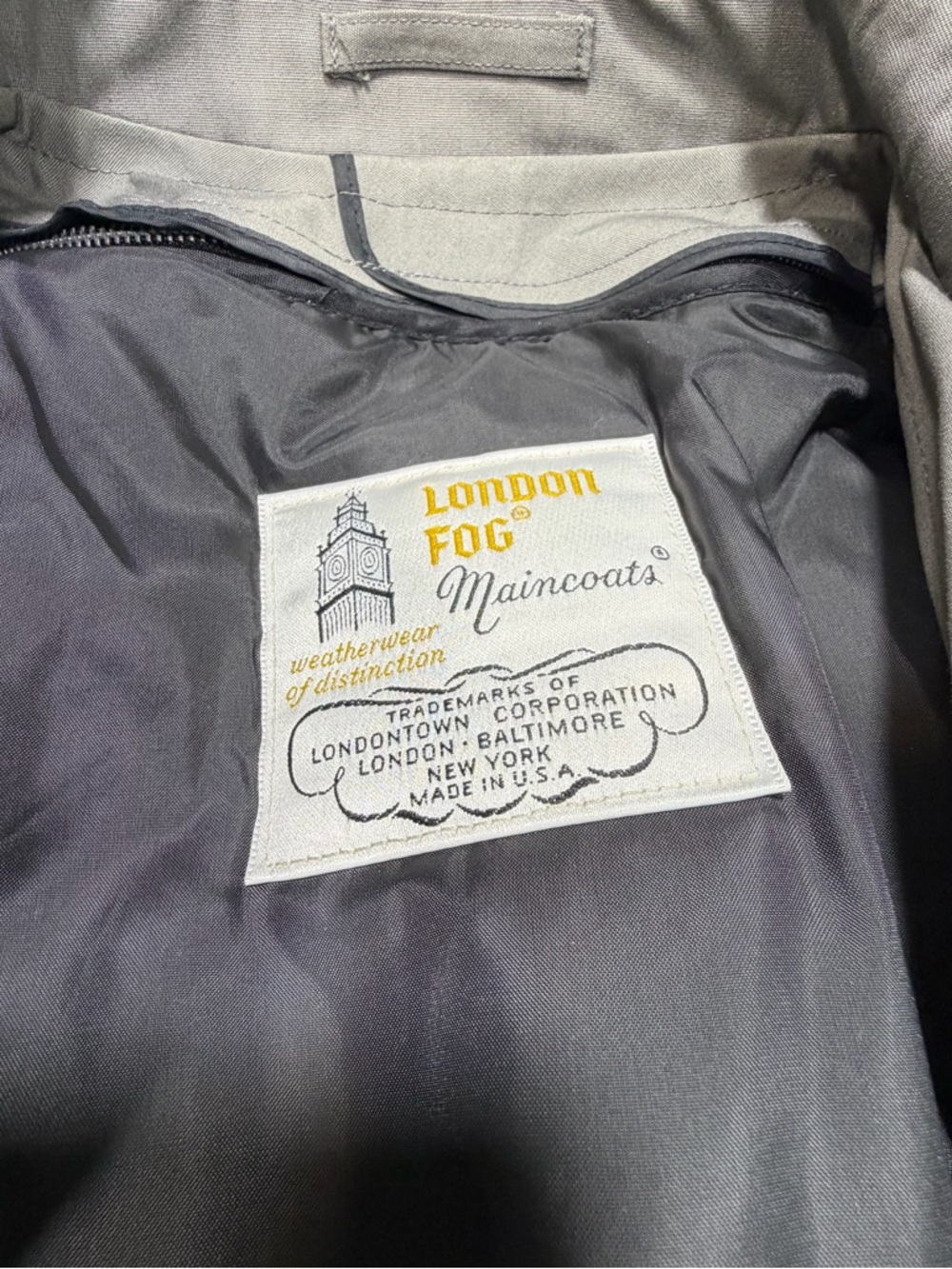 London Fog Maincoats 46 Long Trench Coat Removeable Inner Lining Gray Button - Picture 3 of 7